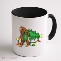 Bigfoot Christmas Tree Lights Xmas Boys Sasquatch Lovers Coffee Mug thumb 1