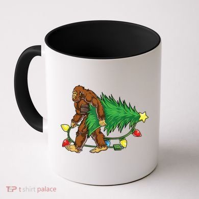 Bigfoot Christmas Tree Lights Xmas Boys Sasquatch Lovers Coffee Mug