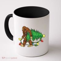 Bigfoot Christmas Tree Lights Xmas Boys Sasquatch Lovers Coffee Mug thumb 0