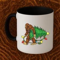 Bigfoot Christmas Tree Lights Xmas Boys Sasquatch Lovers Coffee Mug thumb 2