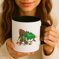Bigfoot Christmas Tree Lights Xmas Boys Sasquatch Lovers Coffee Mug thumb 3