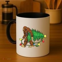 Bigfoot Christmas Tree Lights Xmas Boys Sasquatch Lovers Coffee Mug thumb 4