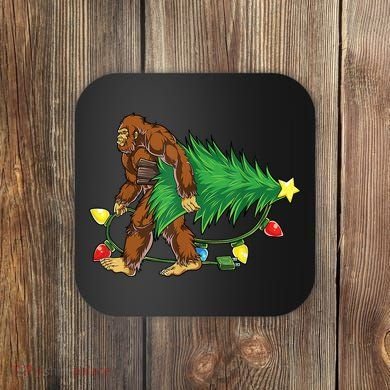 Bigfoot Christmas Tree Lights Xmas Boys Sasquatch Lovers Coaster