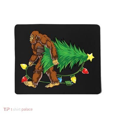 Bigfoot Christmas Tree Lights Xmas Boys Sasquatch Lovers Mousepad