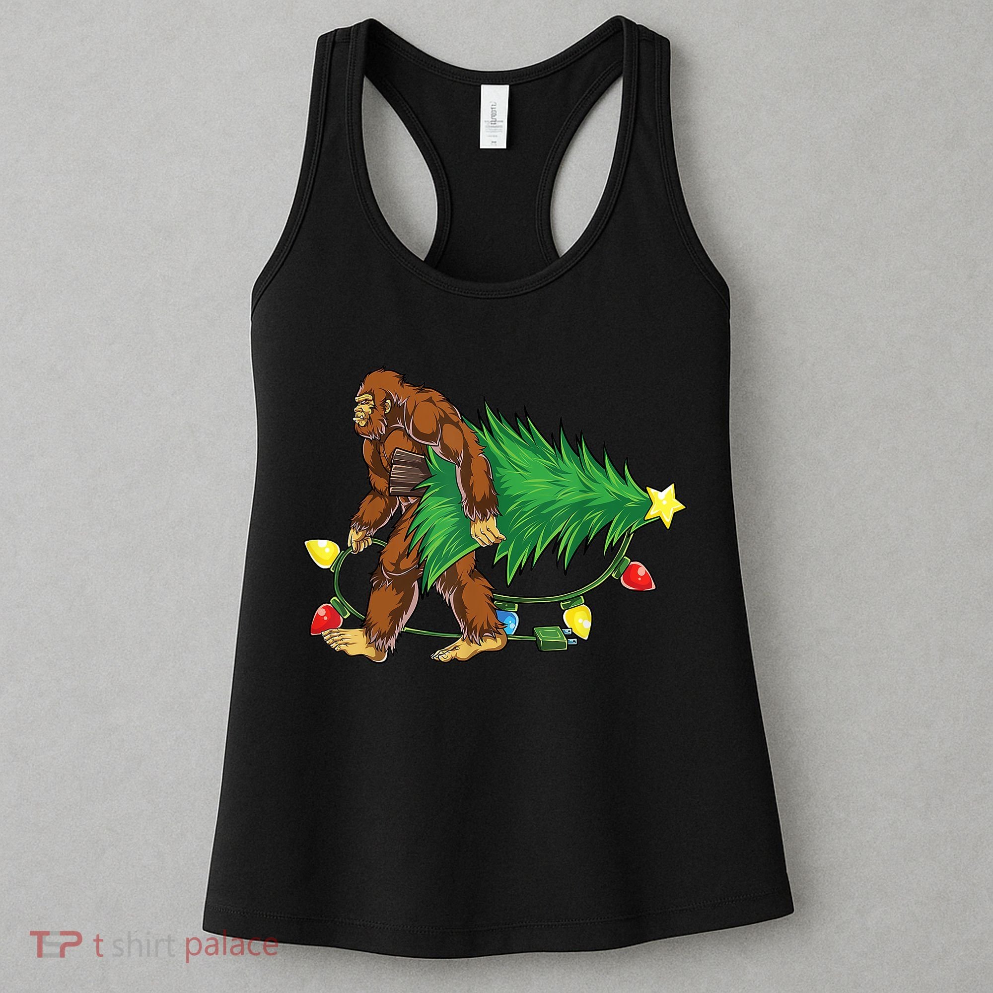 Bigfoot Christmas Tree Lights Xmas Boys Sasquatch Lovers Women's Tank Top