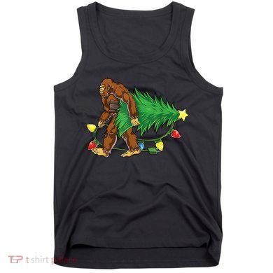 Bigfoot Christmas Tree Lights Xmas Boys Sasquatch Lovers Tank Top