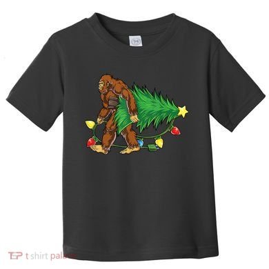Bigfoot Christmas Tree Lights Xmas Boys Sasquatch Lovers Toddler T-Shirt