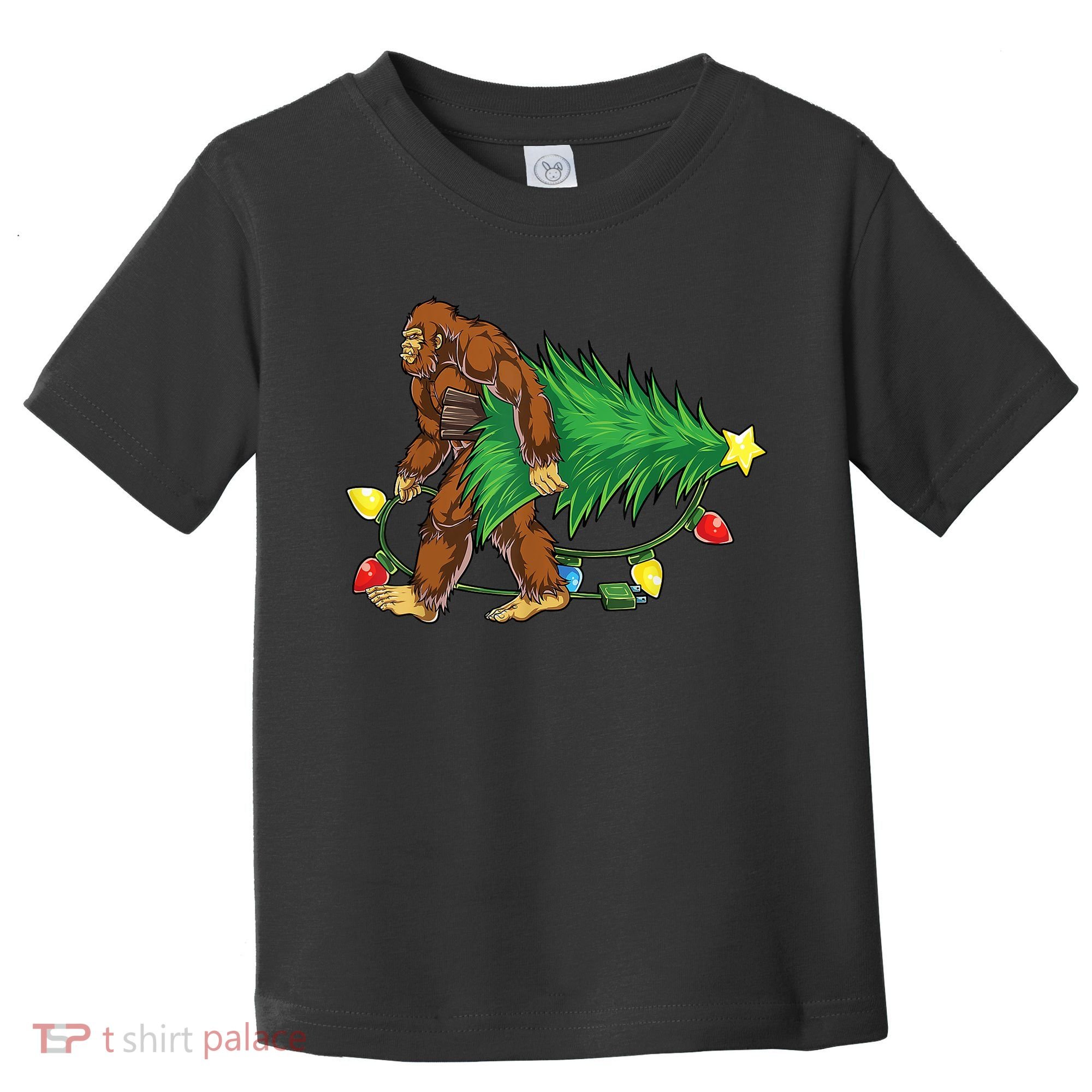 Bigfoot Christmas Tree Lights Xmas Boys Sasquatch Lovers Toddler T-Shirt