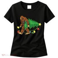Bigfoot Christmas Tree Lights Xmas Boys Sasquatch Lovers Women's T-Shirt thumb 0