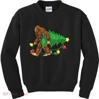 Bigfoot Christmas Tree Lights Xmas Boys Sasquatch Lovers Kids Sweatshirt thumb 0