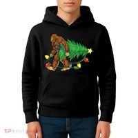 Bigfoot Christmas Tree Lights Xmas Boys Sasquatch Lovers Kids Hoodie thumb 4