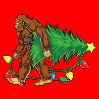 Bigfoot Christmas Tree Lights Xmas Boys Sasquatch Lovers Santa Hat thumb 1