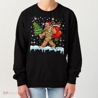 Bigfoot Christmas Tree Lights Xmas Sasquatch Lovers Women's Sweatshirt thumb 0