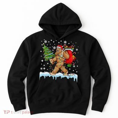 Bigfoot Christmas Tree Lights Xmas Sasquatch Lovers Hoodie