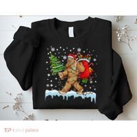 Bigfoot Christmas Tree Lights Xmas Sasquatch Lovers Sweatshirt thumb 2