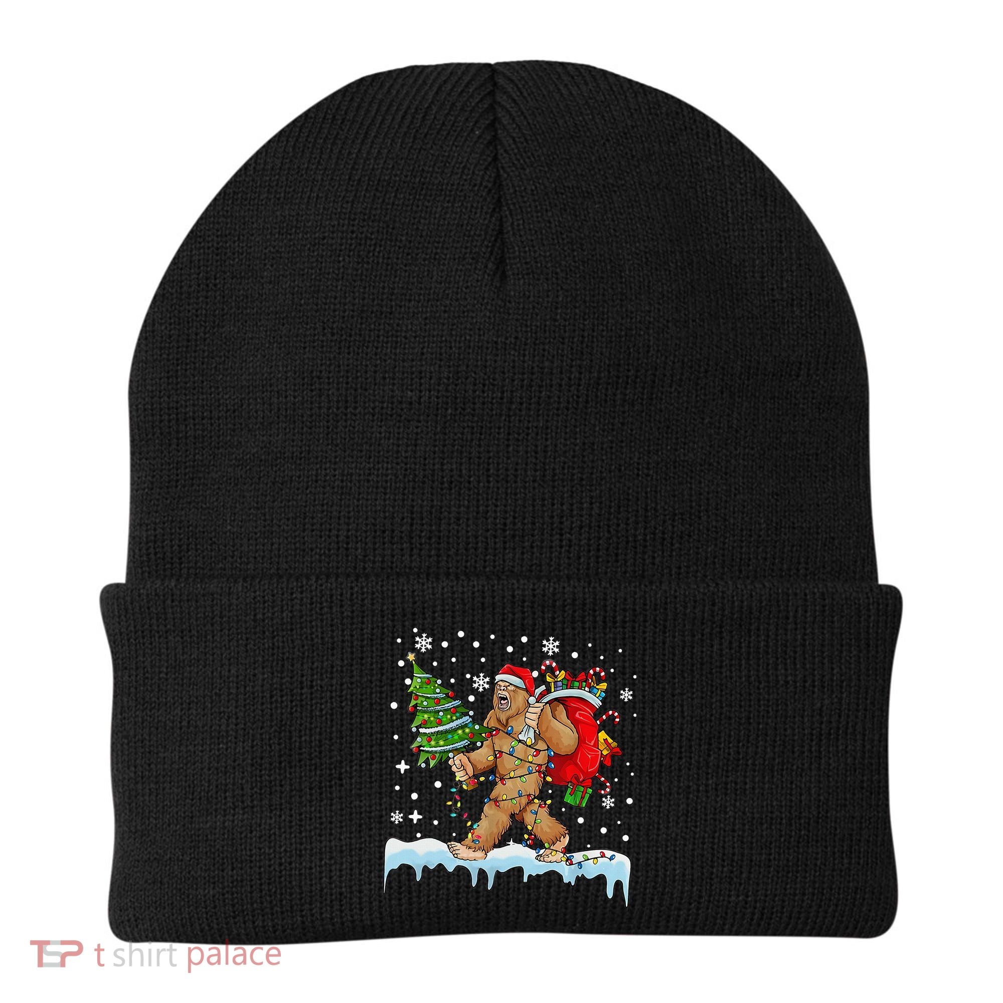 Bigfoot Christmas Tree Lights Xmas Sasquatch Lovers Beanie