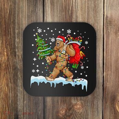 Bigfoot Christmas Tree Lights Xmas Sasquatch Lovers Coaster