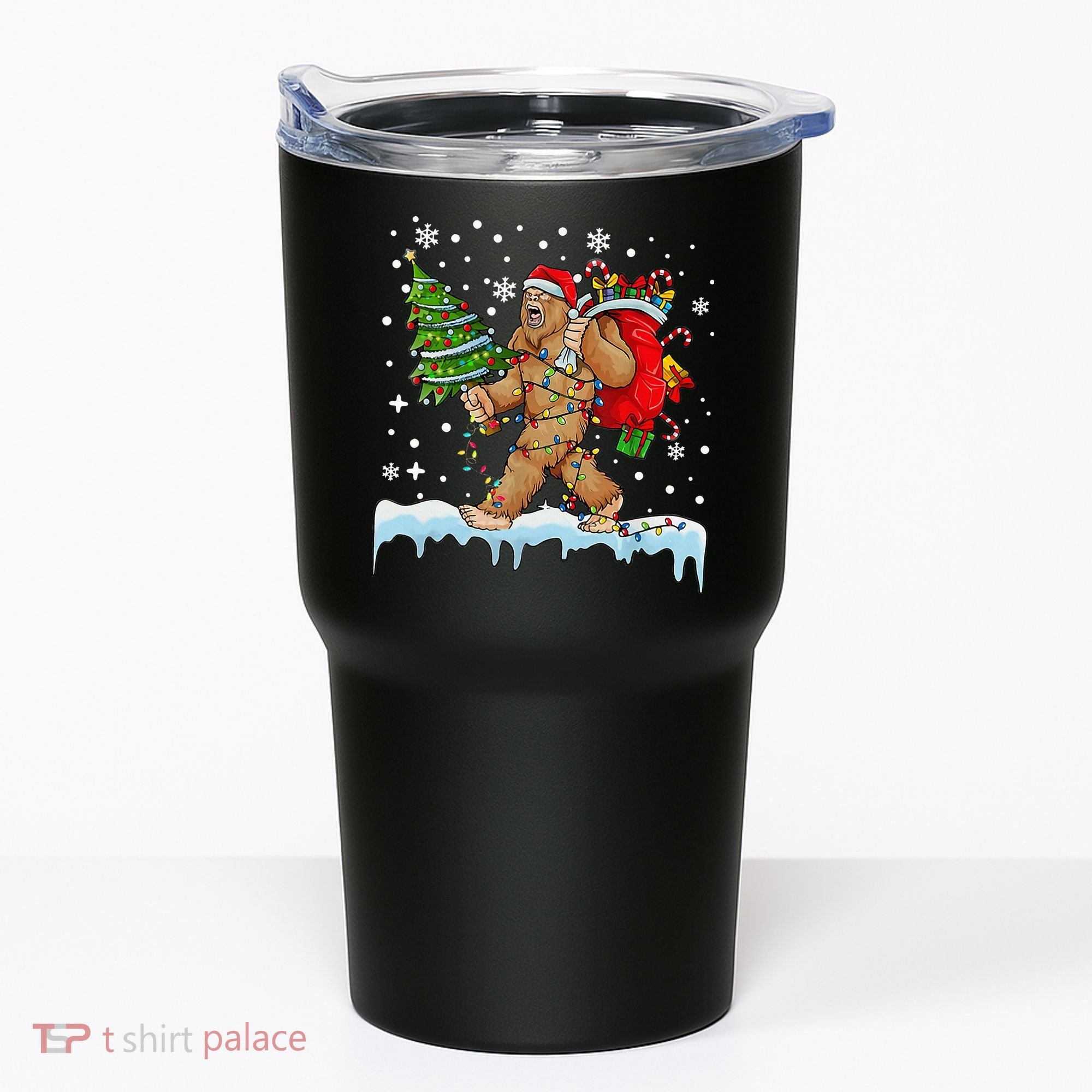 Bigfoot Christmas Tree Lights Xmas Sasquatch Lovers Tumbler