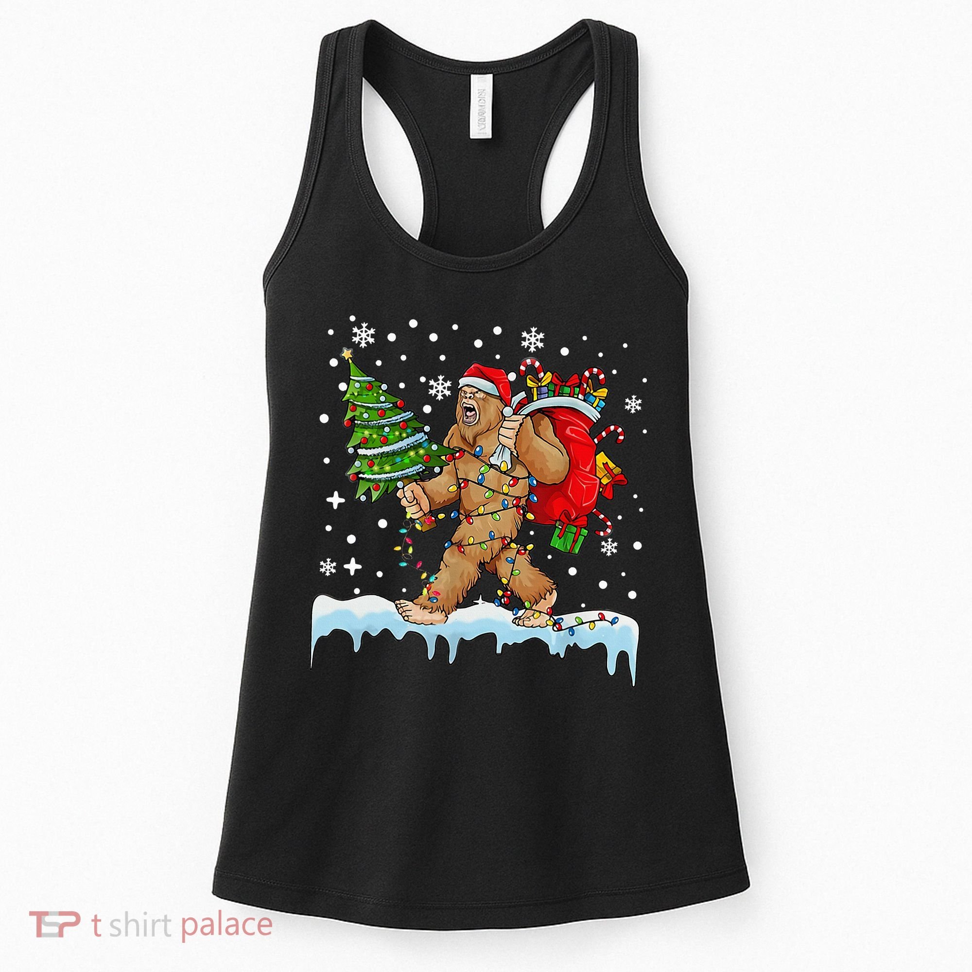 Bigfoot Christmas Tree Lights Xmas Sasquatch Lovers Women's Tank Top