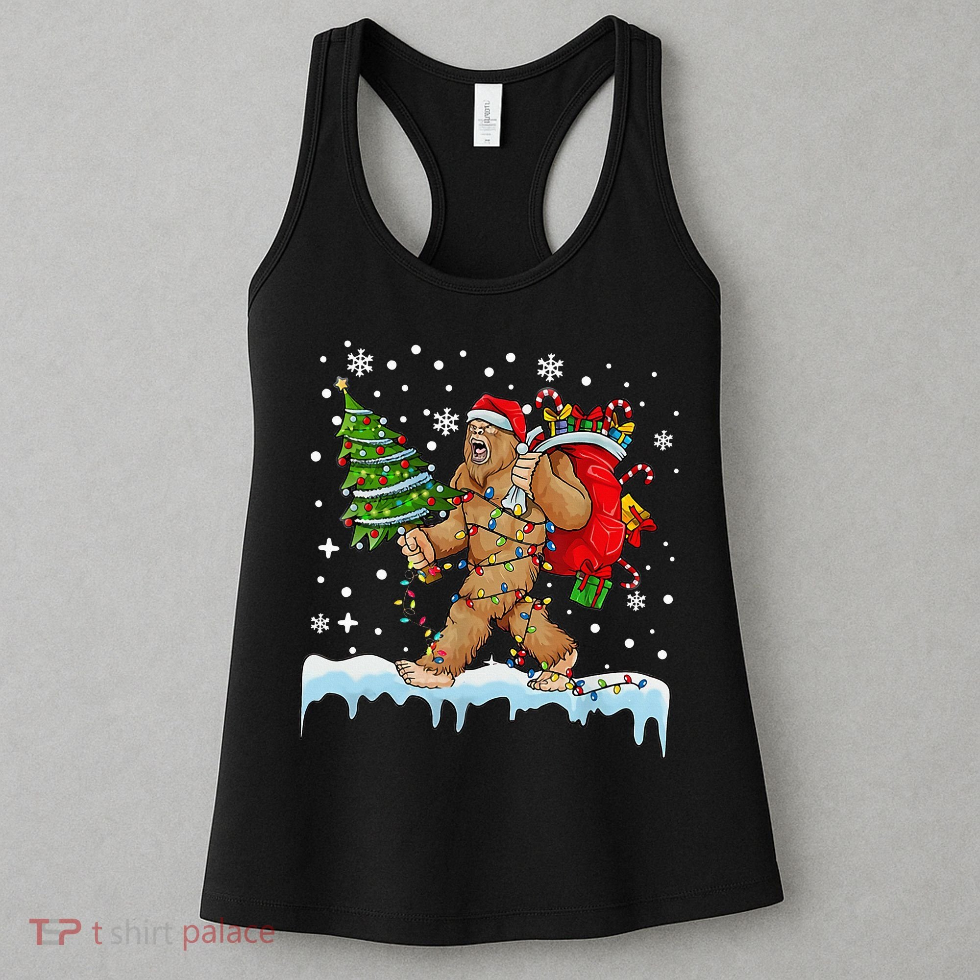Bigfoot Christmas Tree Lights Xmas Sasquatch Lovers Women's Tank Top