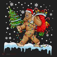 Bigfoot Christmas Tree Lights Xmas Sasquatch Lovers Hat thumb 2