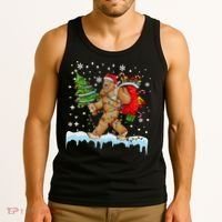 Bigfoot Christmas Tree Lights Xmas Sasquatch Lovers Tank Top thumb 3