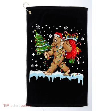 Bigfoot Christmas Tree Lights Xmas Sasquatch Lovers Golf Towel