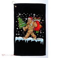 Bigfoot Christmas Tree Lights Xmas Sasquatch Lovers Golf Towel thumb 0