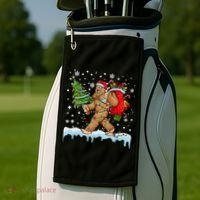 Bigfoot Christmas Tree Lights Xmas Sasquatch Lovers Golf Towel thumb 2