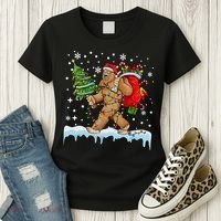 Bigfoot Christmas Tree Lights Xmas Sasquatch Lovers Women's T-Shirt thumb 3