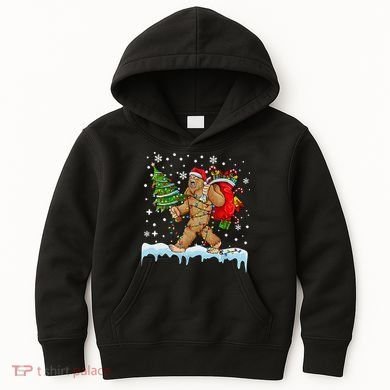 Bigfoot Christmas Tree Lights Xmas Sasquatch Lovers Kids Hoodie
