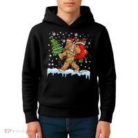 Bigfoot Christmas Tree Lights Xmas Sasquatch Lovers Kids Hoodie thumb 4