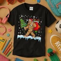 Bigfoot Christmas Tree Lights Xmas Sasquatch Lovers Kids T-Shirt thumb 3