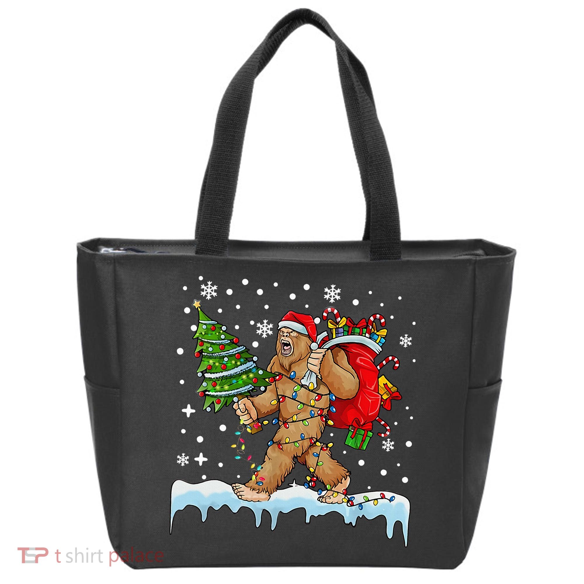 Bigfoot Christmas Tree Lights Xmas Sasquatch Lovers Tote Bag