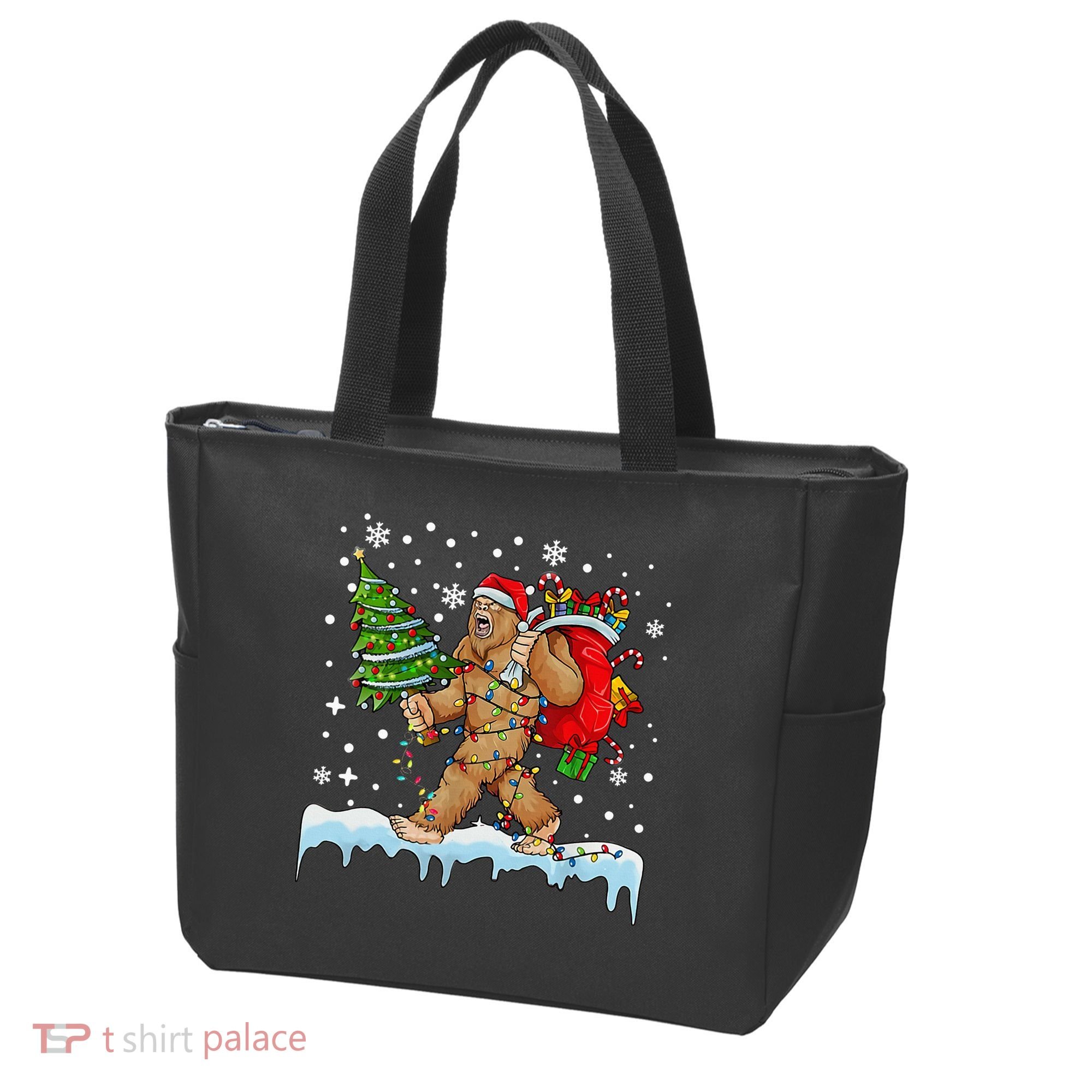 Bigfoot Christmas Tree Lights Xmas Sasquatch Lovers Tote Bag