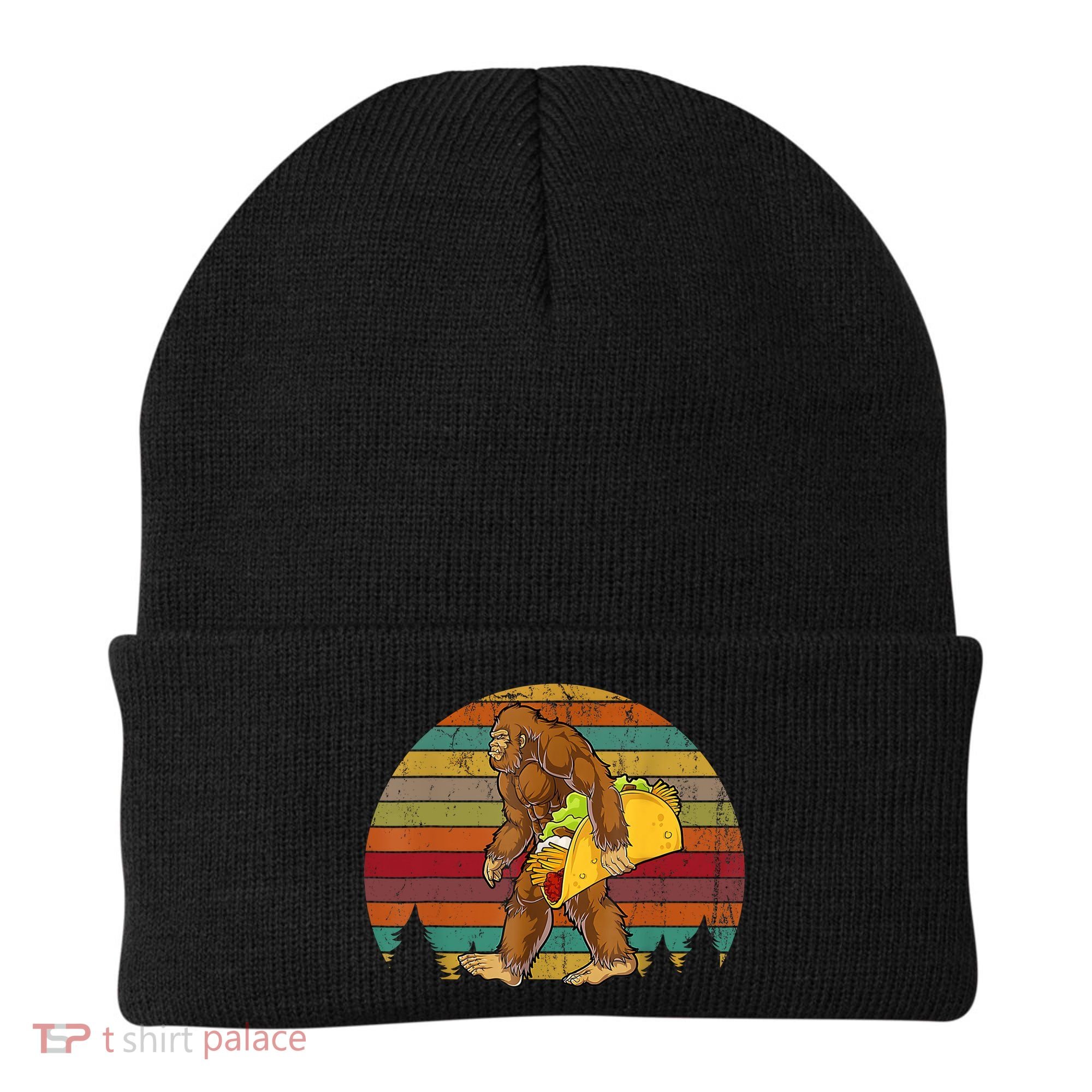 Bigfoot Carrying Taco Funny Cinco De Mayo Boy Men Sasquatch Beanie
