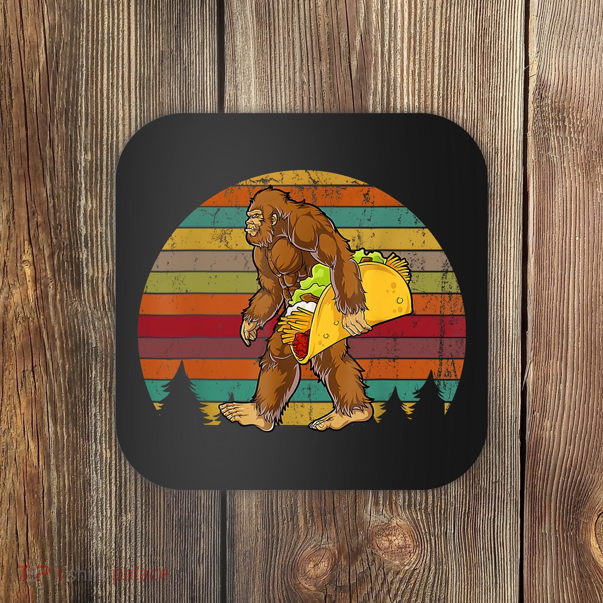 Bigfoot Carrying Taco Funny Cinco De Mayo Boy Men Sasquatch Coaster