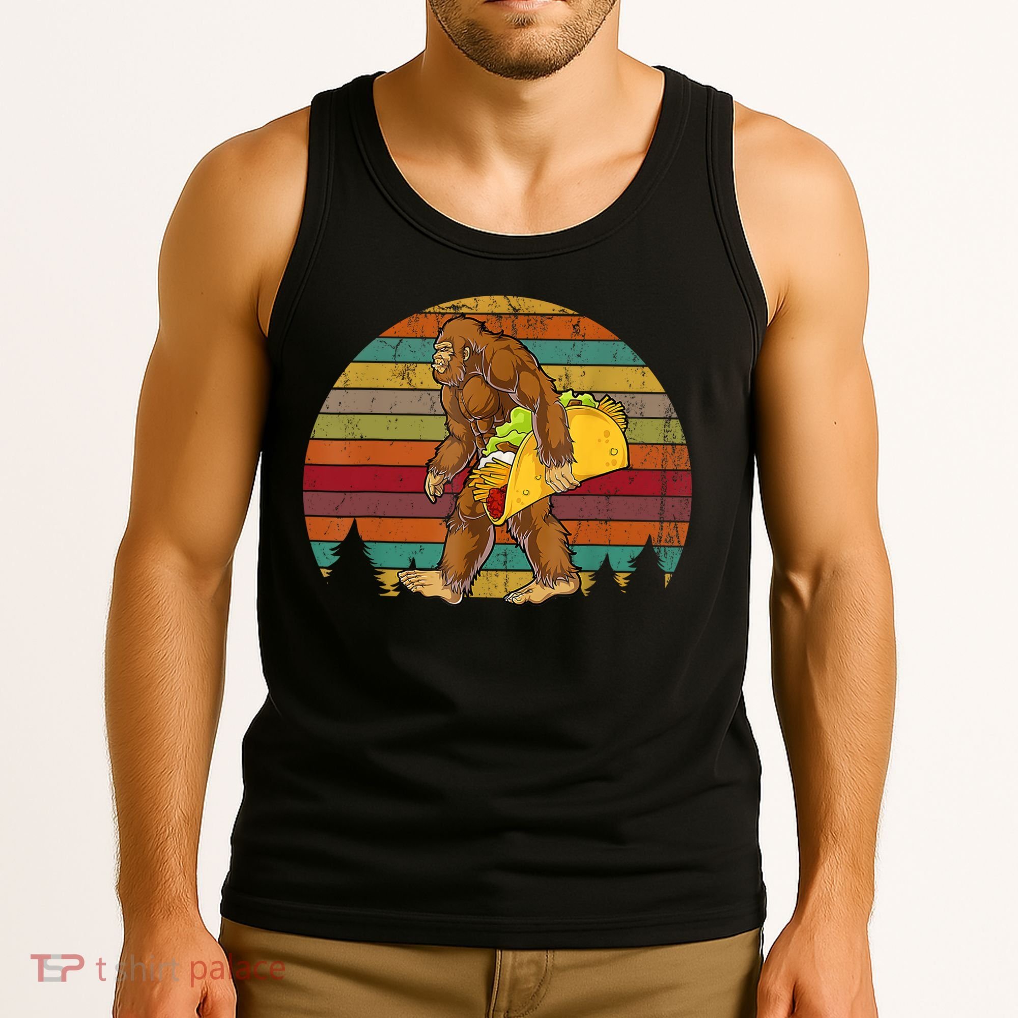 Bigfoot Carrying Taco Funny Cinco De Mayo Boy Men Sasquatch Tank Top