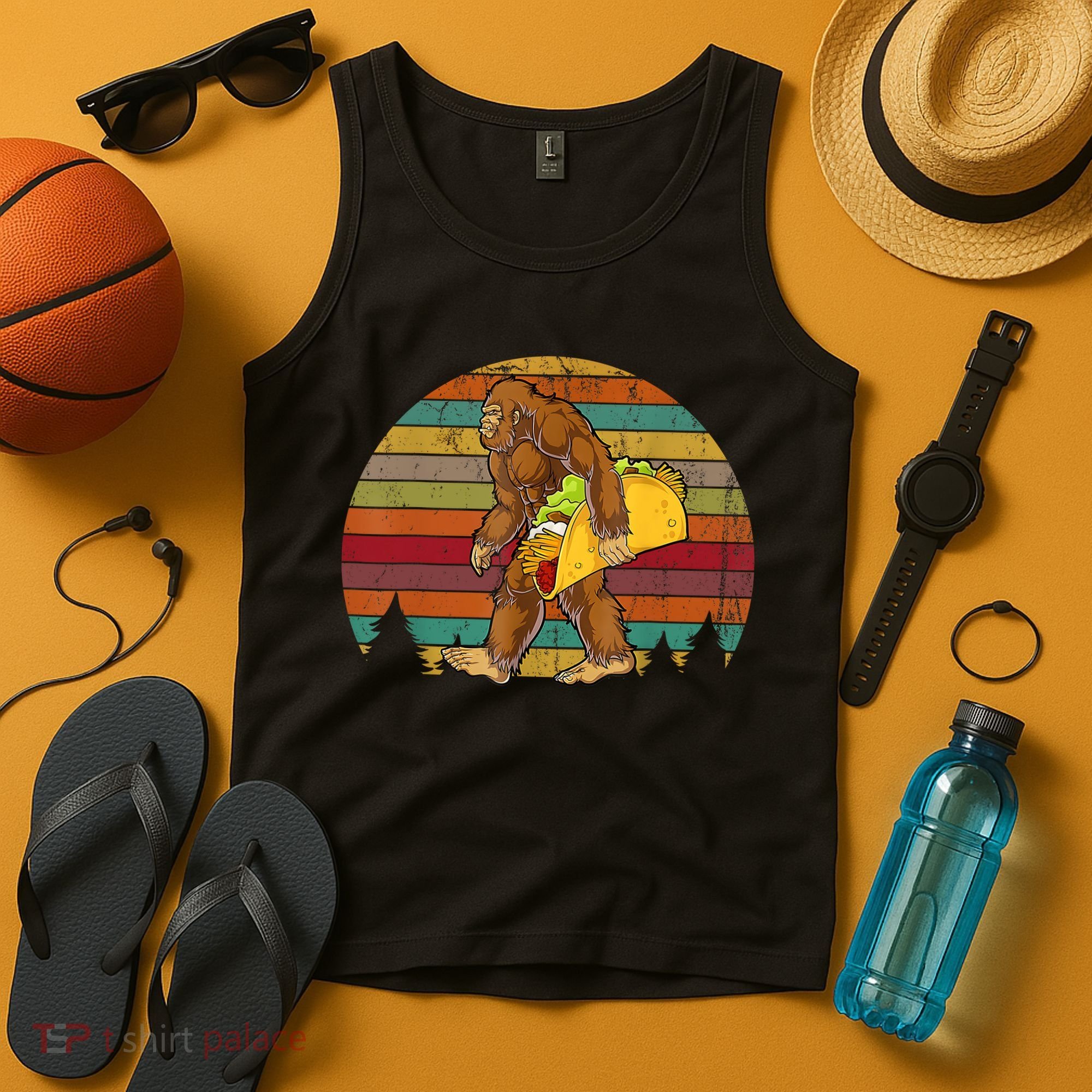 Bigfoot Carrying Taco Funny Cinco De Mayo Boy Men Sasquatch Tank Top