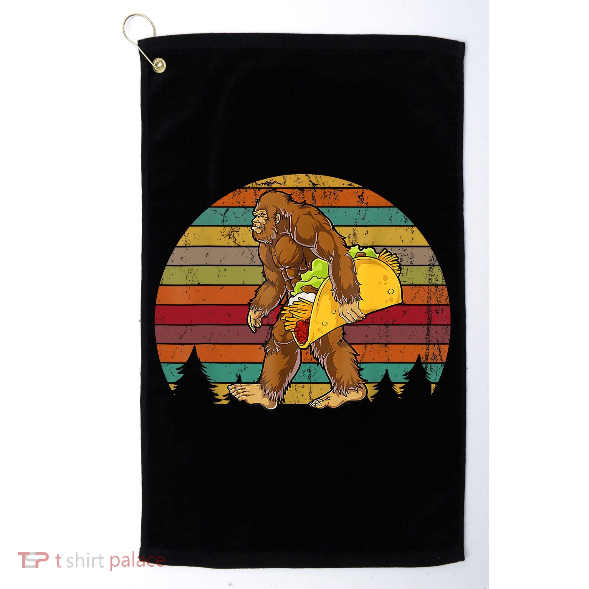 Bigfoot Carrying Taco Funny Cinco De Mayo Boy Men Sasquatch Golf Towel