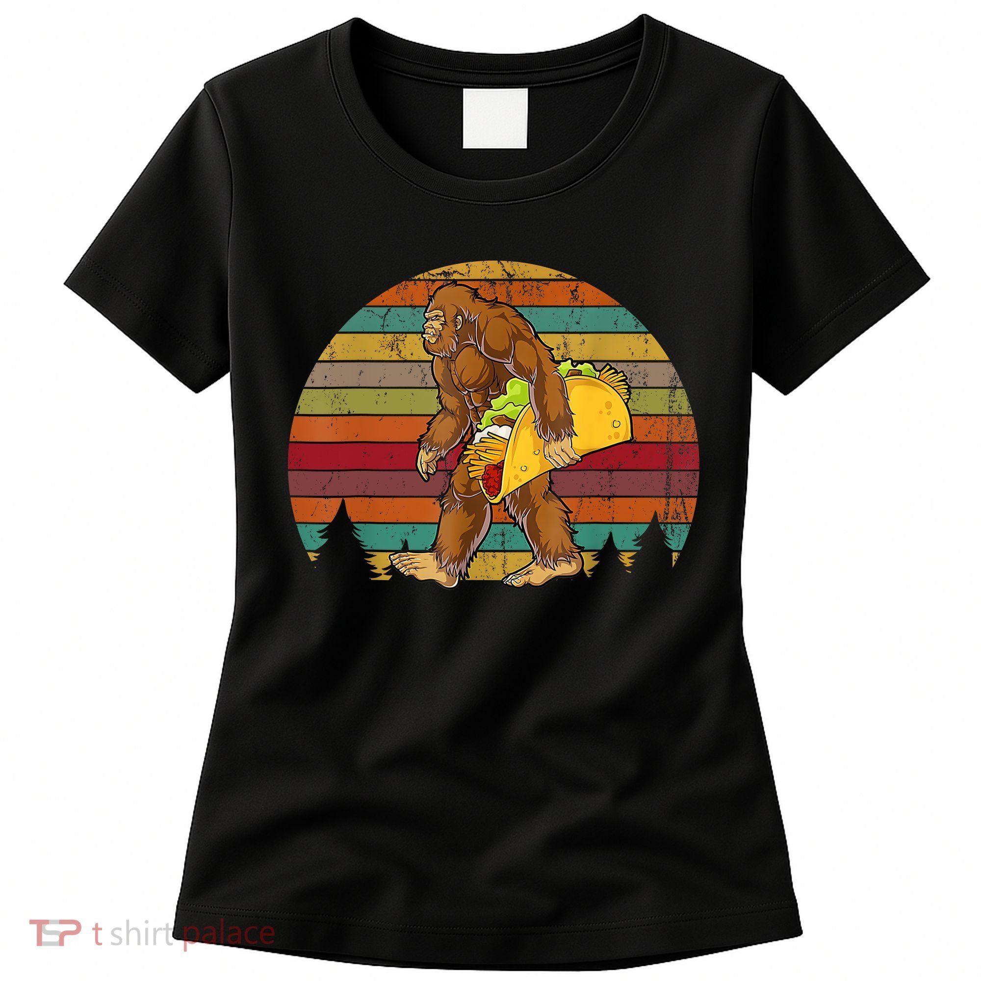 Bigfoot Carrying Taco Funny Cinco De Mayo Boy Men Sasquatch Women's T-Shirt