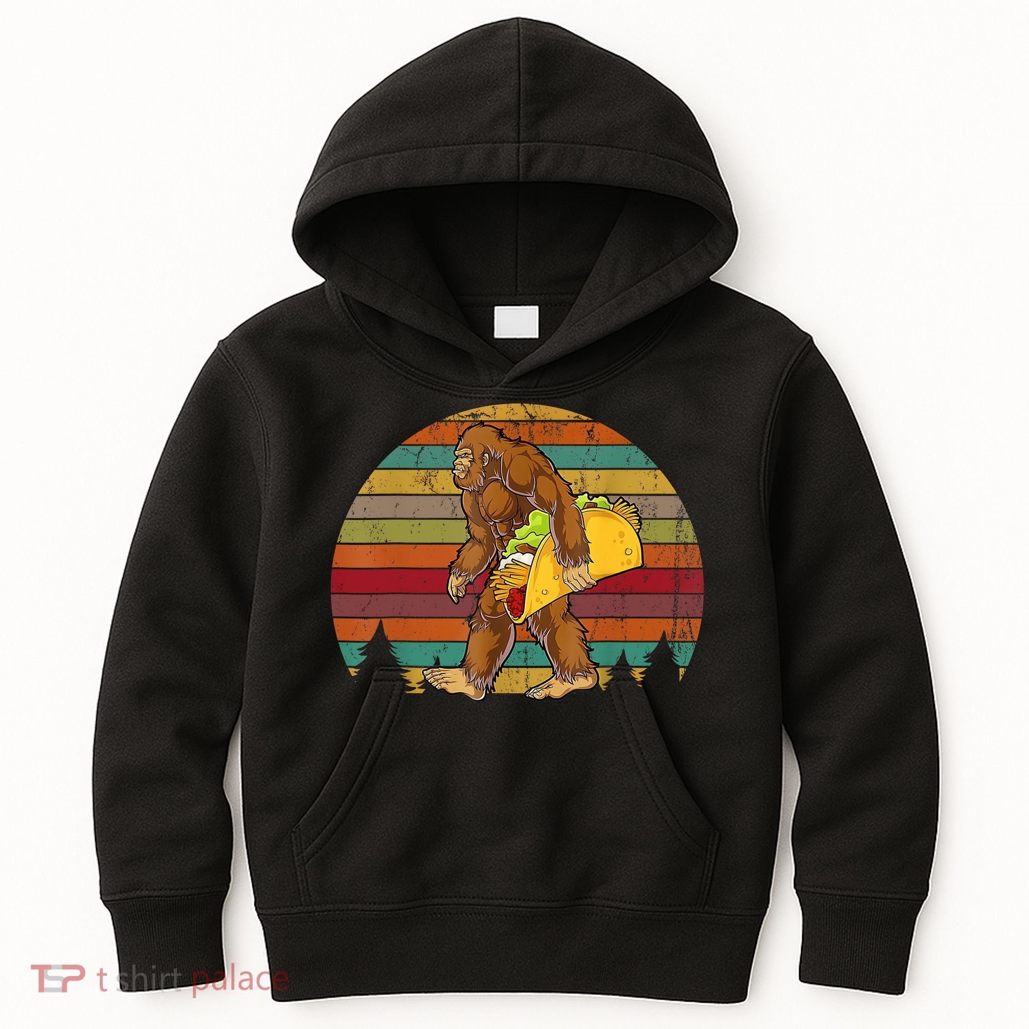 Bigfoot Carrying Taco Funny Cinco De Mayo Boy Men Sasquatch Kids Hoodie