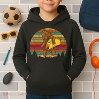 Bigfoot Carrying Taco Funny Cinco De Mayo Boy Men Sasquatch Kids Hoodie thumb 2