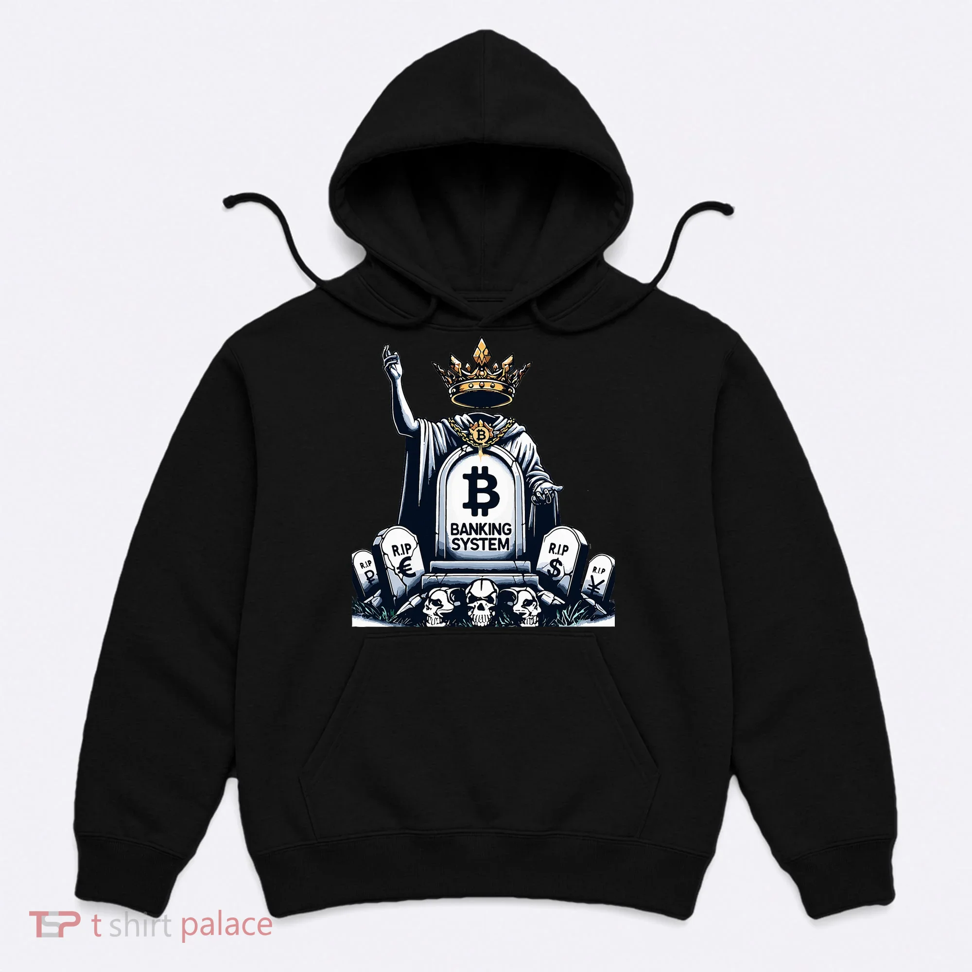 Bitcoin Crypto the new king Funny Vintage Banking System  Hoodie