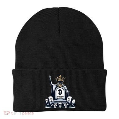 Bitcoin Crypto the new king Funny Vintage Banking System  Beanie