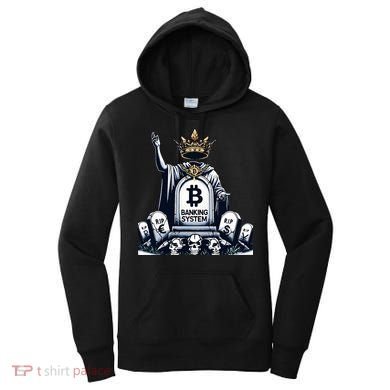 Bitcoin Crypto the new king Funny Vintage Banking System  Women's Hoodie