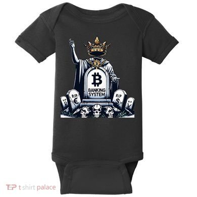 Bitcoin Crypto the new king Funny Vintage Banking System  Baby Bodysuit