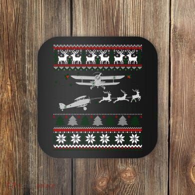 Best Christmas Thanksgiving Gift Pilots Aviation Ugly Coaster