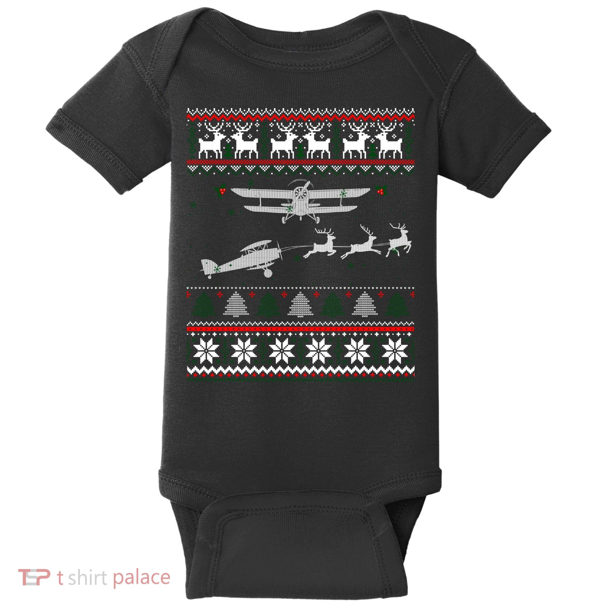 Best Christmas Thanksgiving Gift Pilots Aviation Ugly Baby Bodysuit