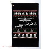 Best Christmas Thanksgiving Gift Pilots Aviation Ugly Golf Towel thumb 0